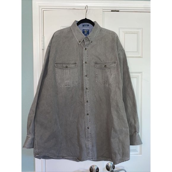 Salmon River Traders Gray Denim Button Up Shirt 2XL Tall - Picture 1 of 6